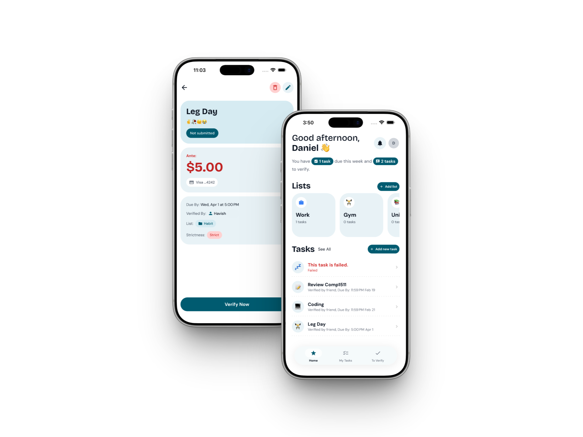 Ante app mockup showing task list